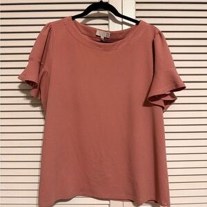 Women's Pink Ruffle Sleeve Top